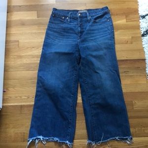 High waisted, wide leg jeans
